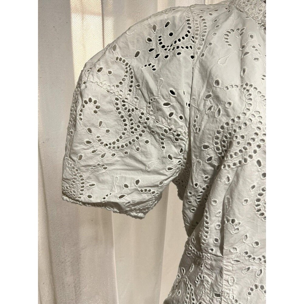 Club Monaco Eyelet Balloon Sleeve Mini Dress  White Size 10 - Picture 7 of 10